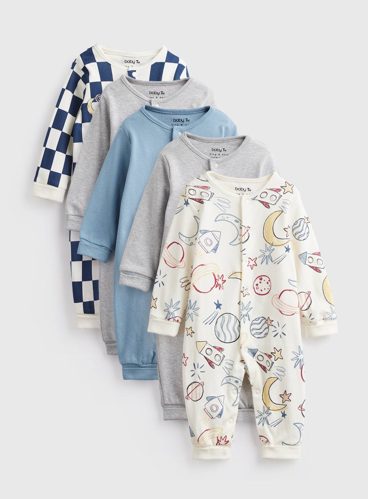 Space Print Sleepsuits 5 Pack 3-6 months - Image 1
